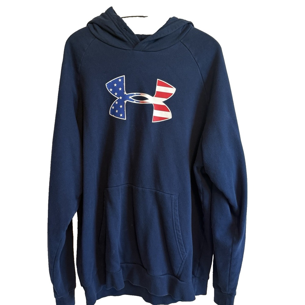 Under Armour Mens Blue Hoodie Sweatshirt XXL Activewear Outdoors Rugged‎ Utility